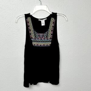 American Rag Black Embroidered Tank Top